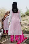 The Home Affair_White Chanderi, Jacquard, Chiffon Embroidery Round Neck Kurta Set _Online_at_Aza_Fashions
