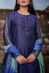 Shop_The Home Affair_Navy Chanderi, Cotton, Chiffon Embroidery Round Neck Kurta Set With Dupatta _Online_at_Aza_Fashions