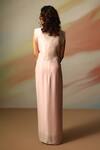 Shop_Vanshika Agarwal Label_Pink Satin Georgette Maxi Dress And Jacket Set _at_Aza_Fashions