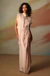 Buy_Vanshika Agarwal Label_Pink Satin Georgette Maxi Dress And Jacket Set _at_Aza_Fashions