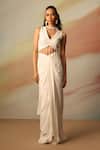 Vanshika Agarwal Label_White Designer Pearl Skirt Set _Online_at_Aza_Fashions