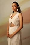 Shop_Vanshika Agarwal Label_White Designer Pearl Skirt Set _Online_at_Aza_Fashions