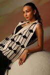 Shop_Vanshika Agarwal Label_Black And White Designer Midi Dress Set _Online_at_Aza_Fashions