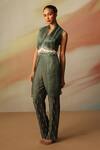 Buy_Vanshika Agarwal Label_Green Silk Overlay Pant Set _at_Aza_Fashions