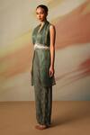 Buy_Vanshika Agarwal Label_Green Silk Overlay Pant Set _Online_at_Aza_Fashions