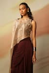 Shop_Vanshika Agarwal Label_Beige Brown Satin Georgette Skirt Set _Online_at_Aza_Fashions