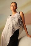 Vanshika Agarwal Label_Black And Silver Satin Georgette Skirt Set _Online_at_Aza_Fashions