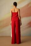 Shop_Vanshika Agarwal Label_Red Double Georgette Pant Set _at_Aza_Fashions