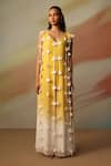 Vanshika Agarwal Label_White And Yellow Georgette Jumpsuit _Online_at_Aza_Fashions