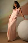 Vanshika Agarwal Label_Pink Designer Satin Georgette Jumpsuit _Online_at_Aza_Fashions