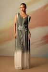 Buy_Vanshika Agarwal Label_Olive Green Designer Jumpsuit Set _at_Aza_Fashions