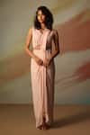 Buy_Vanshika Agarwal Label_Kimberly Pink Pre-draped Saree Set _Online_at_Aza_Fashions