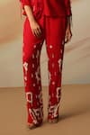 Vanshika Agarwal Label_Red Double Georgette Blazer Pant Set _Online_at_Aza_Fashions