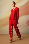 Buy_Vanshika Agarwal Label_Red Double Georgette Blazer Pant Set _Online_at_Aza_Fashions