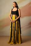 Buy_Vanshika Agarwal Label_Black And Green Fusion Lehenga Set _at_Aza_Fashions
