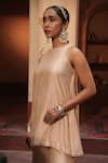 Midushi Bajoria_Cream Silk Chanderi Tunic And Pant Set _Online_at_Aza_Fashions