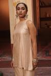 Buy_Midushi Bajoria_Cream Silk Chanderi Tunic And Pant Set _Online_at_Aza_Fashions