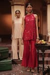 Shop_Midushi Bajoria_Cream Silk Chanderi Tunic And Pant Set _Online_at_Aza_Fashions