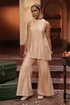 Midushi Bajoria_Cream Silk Chanderi Tunic And Pant Set _at_Aza_Fashions