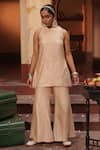 Buy_Midushi Bajoria_Cream Silk Chanderi Tunic And Pant Set _at_Aza_Fashions
