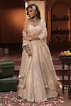 Shop_Midushi Bajoria_Silver Silk Tissue Classic Lehenga Set _Online_at_Aza_Fashions