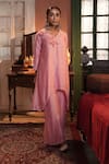 Shop_Midushi Bajoria_Pink Silk Chanderi Kurta Pant Set _Online_at_Aza_Fashions