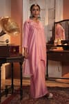 Shop_Midushi Bajoria_Pink Silk Chanderi Kurta Pant Set 