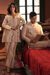 Shop_Midushi Bajoria_Cream Silk Chanderi Kurta Set _Online_at_Aza_Fashions