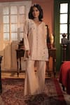 Buy_Midushi Bajoria_Cream Silk Chanderi Kurta Set _at_Aza_Fashions