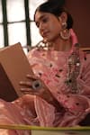 Midushi Bajoria_Designer Salmon Pink Tissue Saree Set _Online_at_Aza_Fashions