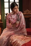 Midushi Bajoria_Designer Salmon Pink Tissue Saree Set _at_Aza_Fashions