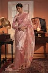 Buy_Midushi Bajoria_Designer Salmon Pink Tissue Saree Set 