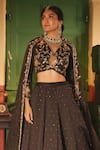 Midushi Bajoria_Classic Black Tissue Lehenga Set _Online_at_Aza_Fashions