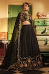 Buy_Midushi Bajoria_Classic Black Tissue Lehenga Set _Online_at_Aza_Fashions
