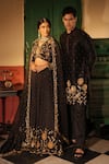 Midushi Bajoria_Classic Black Tissue Lehenga Set _at_Aza_Fashions