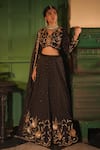 Buy_Midushi Bajoria_Classic Black Tissue Lehenga Set 