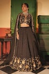 Shop_Midushi Bajoria_Classic Black Tissue Lehenga Set _at_Aza_Fashions