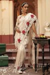 Midushi Bajoria_Designer Silver Saree With Floral Embroidery _Online_at_Aza_Fashions