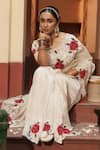 Buy_Midushi Bajoria_Designer Silver Saree With Floral Embroidery _Online_at_Aza_Fashions