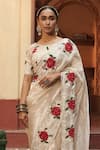 Midushi Bajoria_Designer Silver Saree With Floral Embroidery _at_Aza_Fashions