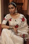 Midushi Bajoria_Designer Silver Saree With Floral Embroidery _Online