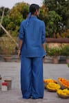 Shop_Midushi Bajoria_Embroidered Blue Silk Chanderi Pant Set _at_Aza_Fashions