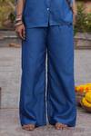 Buy_Midushi Bajoria_Embroidered Blue Silk Chanderi Pant Set 