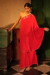 Shop_Midushi Bajoria_Red Georgette Tunic And Sharara Set _Online_at_Aza_Fashions