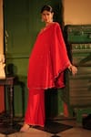 Midushi Bajoria_Red Georgette Tunic And Sharara Set _at_Aza_Fashions
