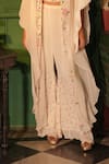 Midushi Bajoria_Off White Floral Cape And Sharara Set _Online_at_Aza_Fashions