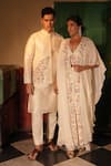 Buy_Midushi Bajoria_Off White Floral Cape And Sharara Set _Online_at_Aza_Fashions