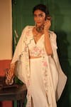 Midushi Bajoria_Off White Floral Cape And Sharara Set _at_Aza_Fashions