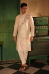 Shop_Midushi Bajoria_Off White Embroidered Bundi Kurta Pant Set _Online_at_Aza_Fashions