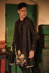 Midushi Bajoria_Black Embroidered Silk Chanderi Kurta Set _Online_at_Aza_Fashions